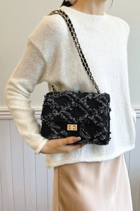 'Kehlani' Textured Denim Crossbody Bag - Celes Fashion
